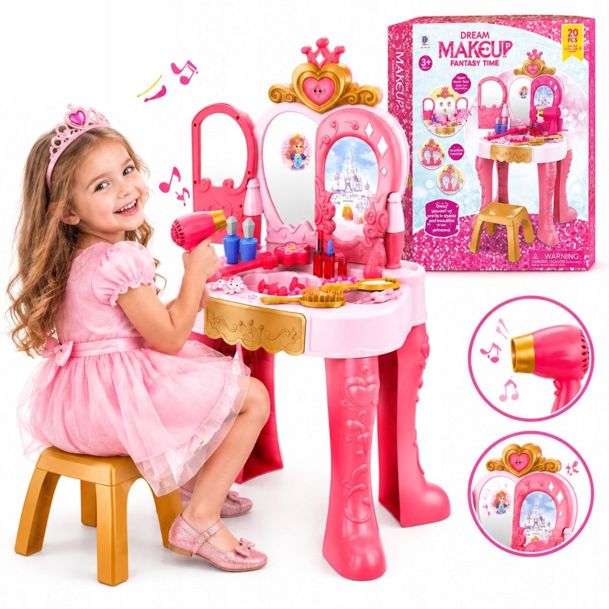 SUPER DRESSING TABLE FOR GIRL WAND MIRROR CHAIR DRYER