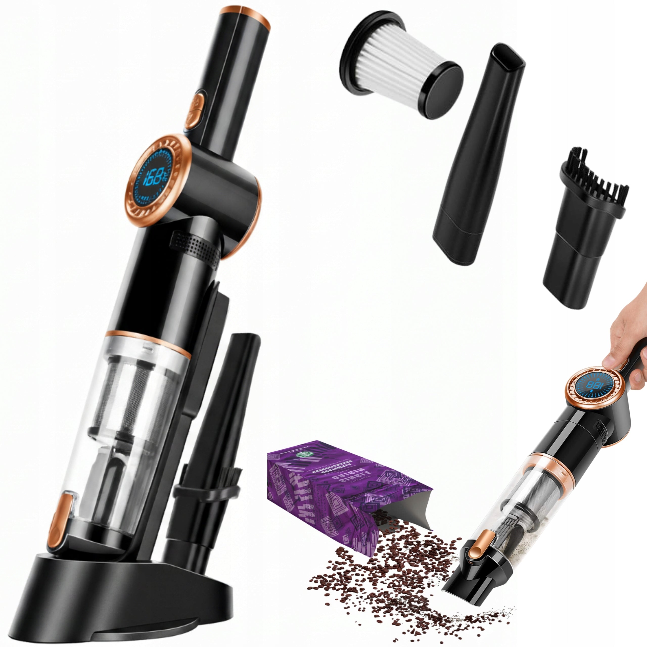 SUPER POWERFUL SILENT CAR HANDHELD VACUUM CLEANER 90W LED DISPLAY 15KPA