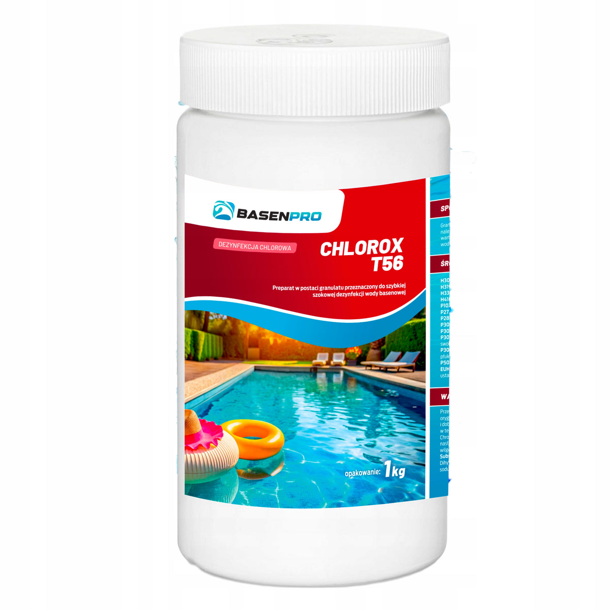 SUPER STRONG CHLORINE SHOCK FOR POOL GRANULES POOL CHEMISTRY T56 CHLOROX 1KG Manufacturer code NTCE EBAN Chlorox T56 chlor szok 1 kg