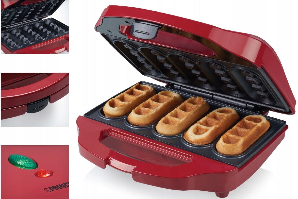 SUPER Waffle Maker 1200W 5 Waffles Churros at a Time RED 700W Waffle TOASTER