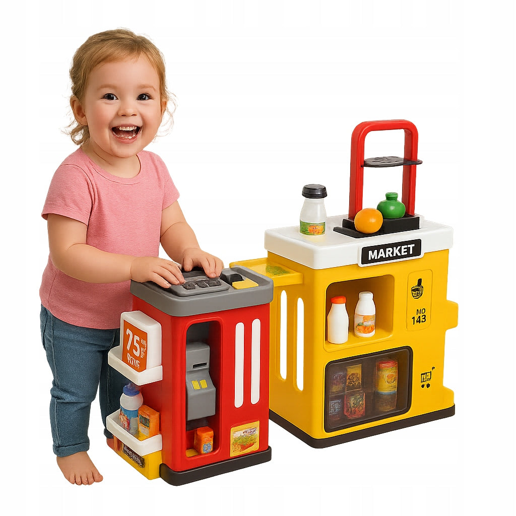 SUPERMARKET FOR CHILDREN Large Set Shop Cash Register with Scanner 65el Packaging status original