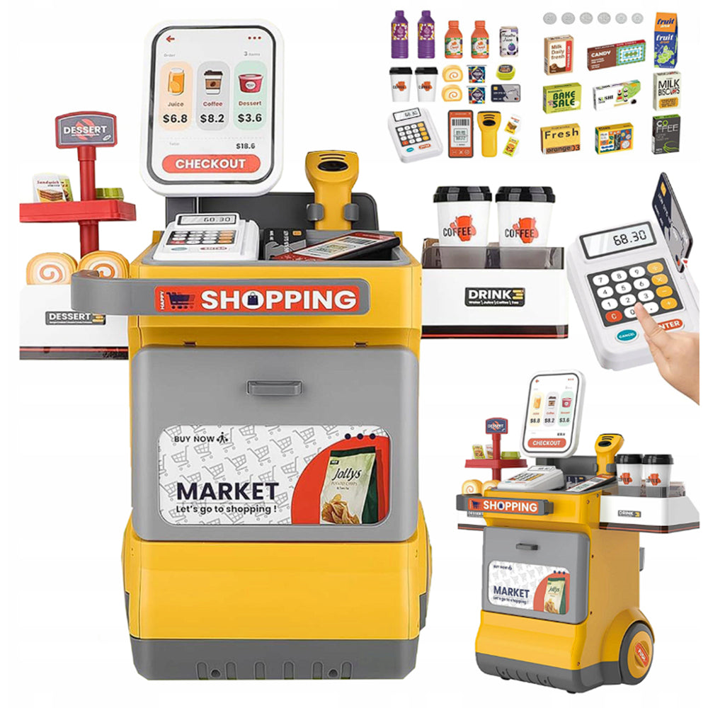 SUPERMARKET FOR CHILDREN MINI MARKET AKCESORIA TERMINAL CASH REGISTER SCANNER SOUND