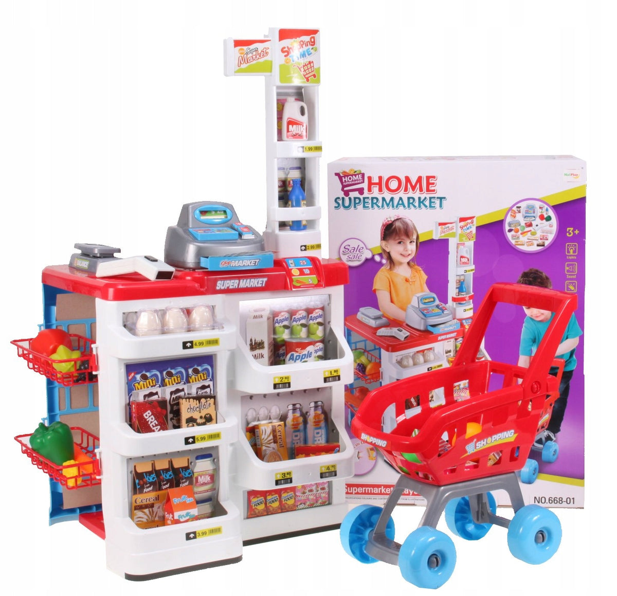 SUPERMARKET LARGE CHILDREN'S SHOP CASH REGISTER SCANNER SHOPPING CART Manufacturer code 103229
