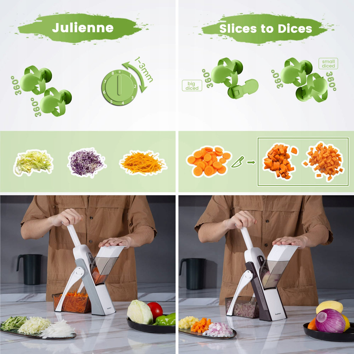 SUPMAKIN Vegetable Slicer Mandolin Adjustable Green Brand no brand