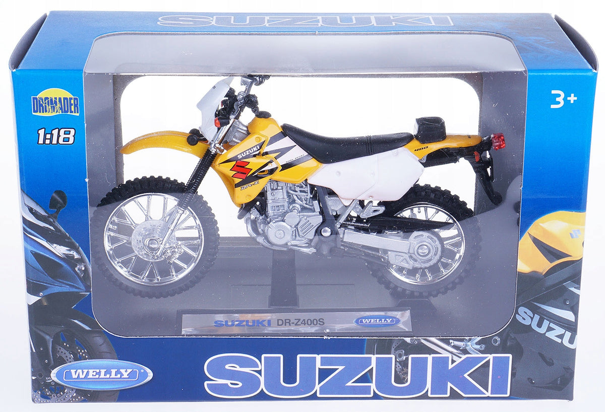 SUZUKI DR-Z400S MODEL METAL-PLASTIC WELLY MOTOR 1:18 CROSS Packaging status original