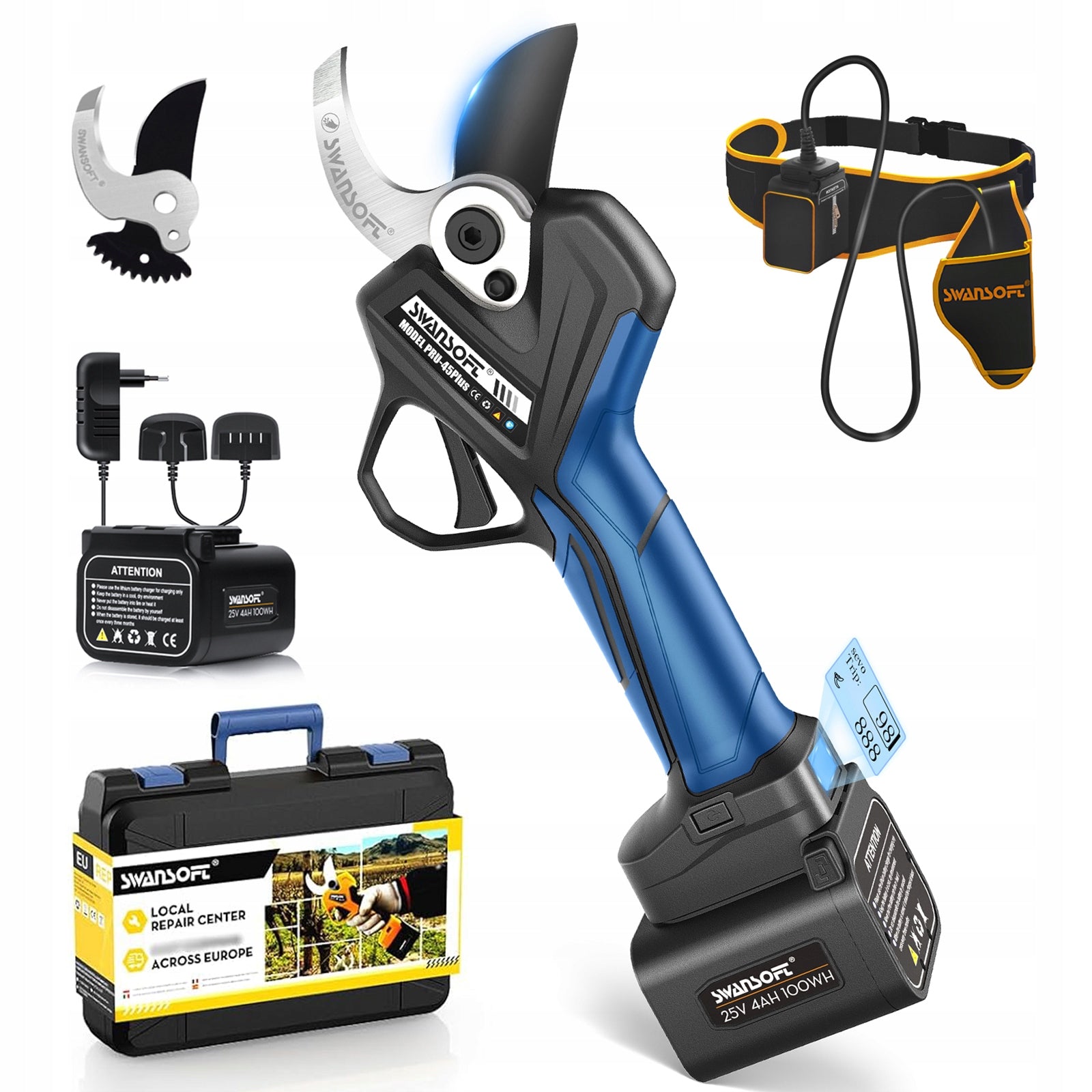 SWANSOFT 45mm Electric secateurs professional battery pruner PRU45 plus