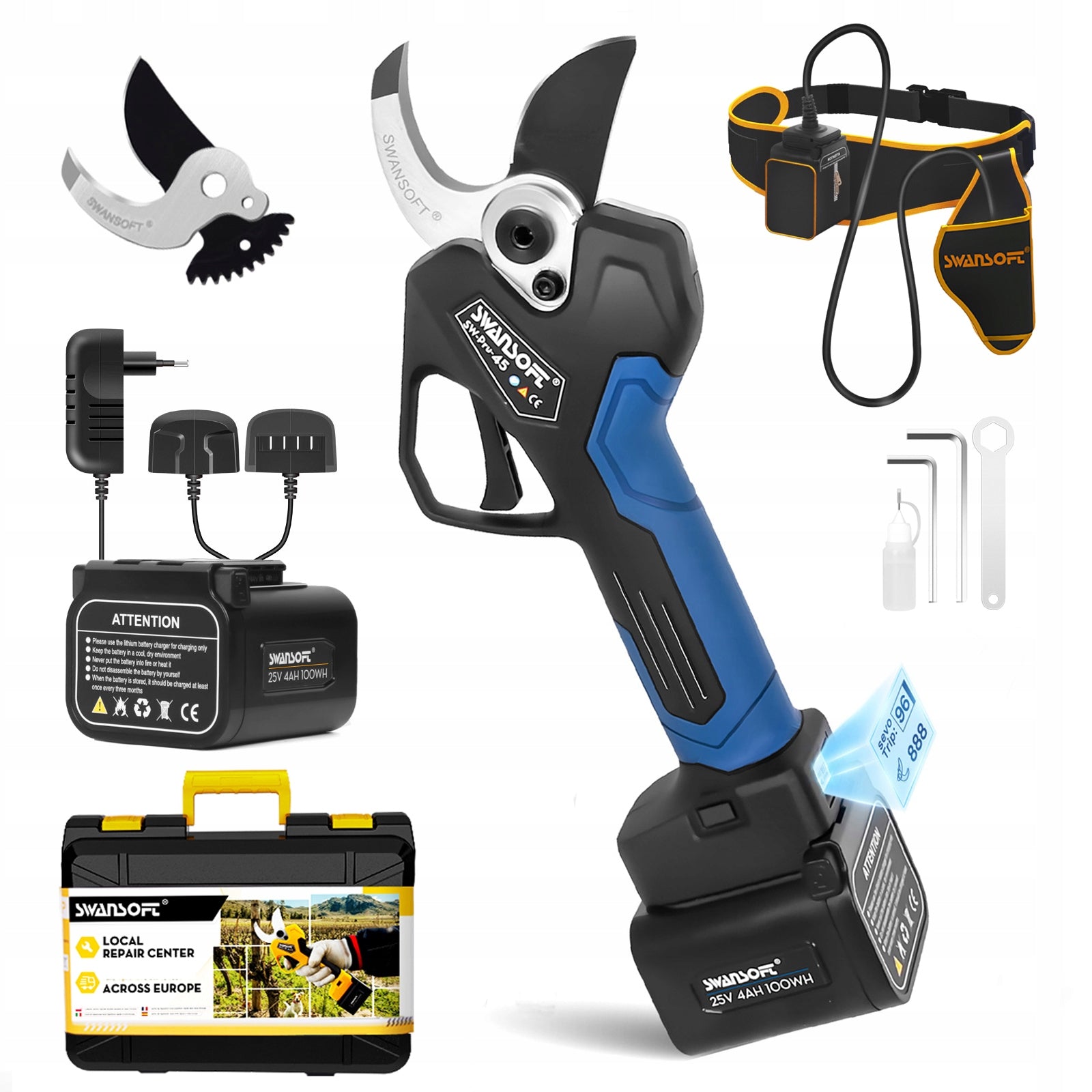 SWANSOFT 45mm Professional electric secateurs, orchard power pruner PRU45