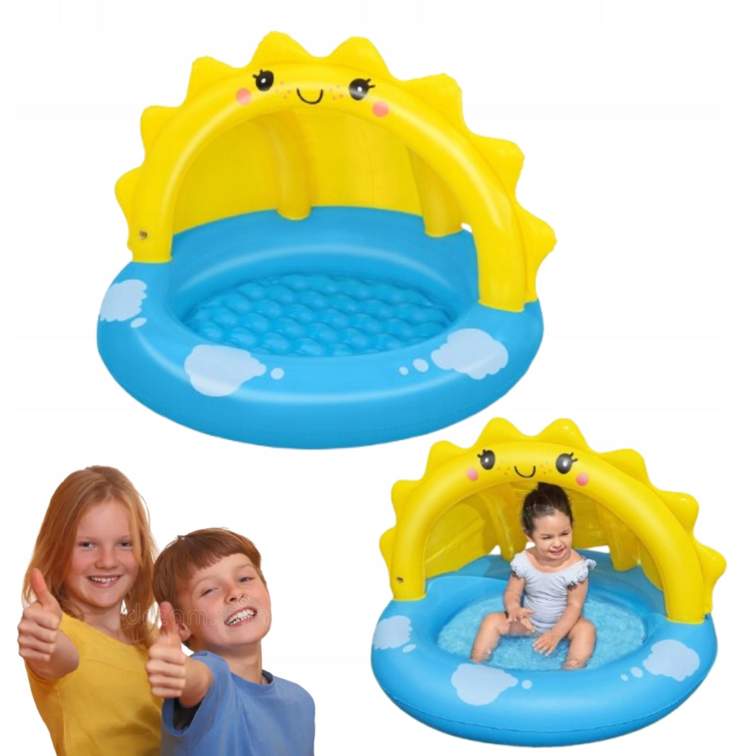 SWIMMING POOL INFLATABLE ROUND FOR CHILDREN WITH VISOR SUNSHINE 101 X 101 CM