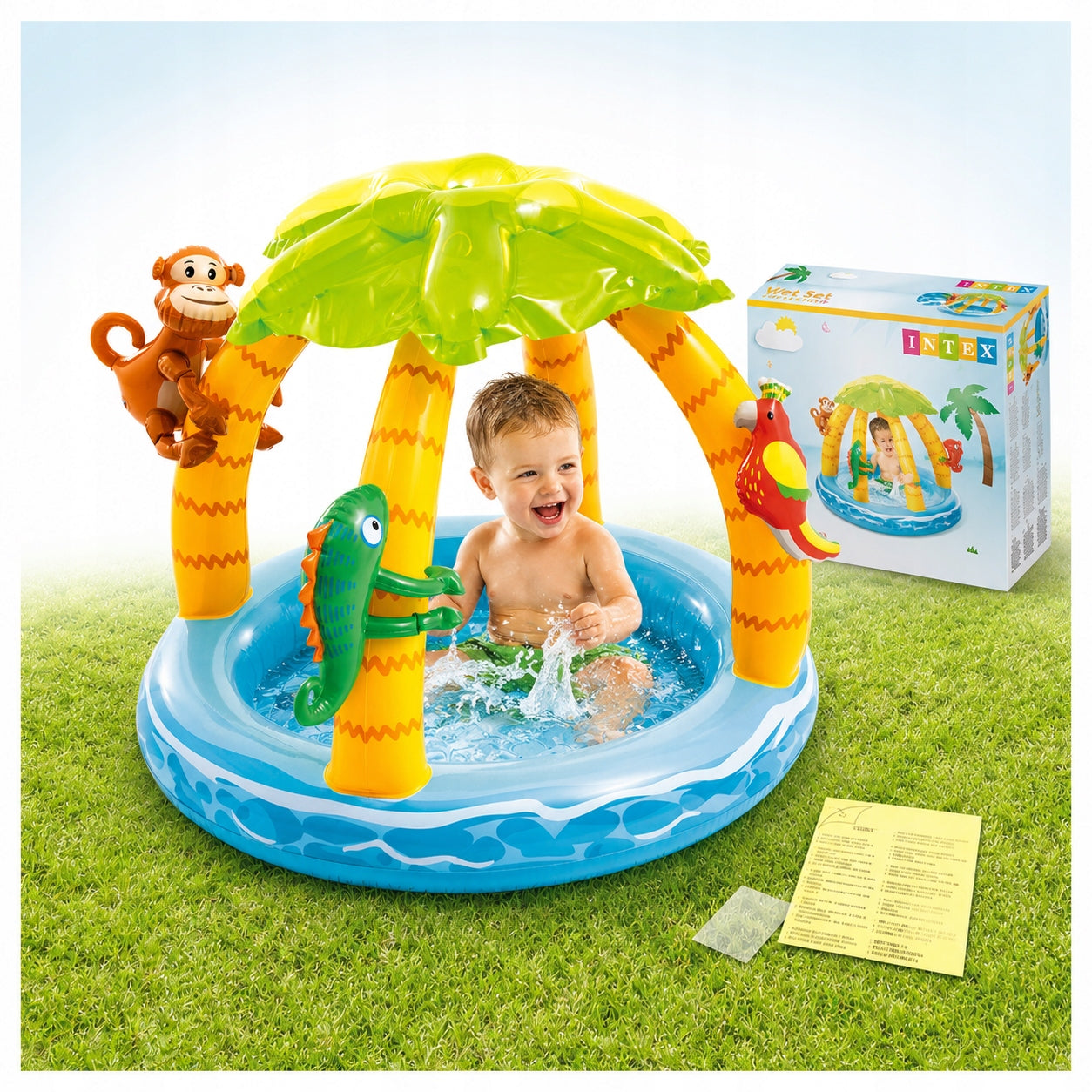 SWIMMING POOL PADDLING POOL FOR CHILDREN INFLATABLE WITH CANOPY GARDEN POOL INTEX 102CM