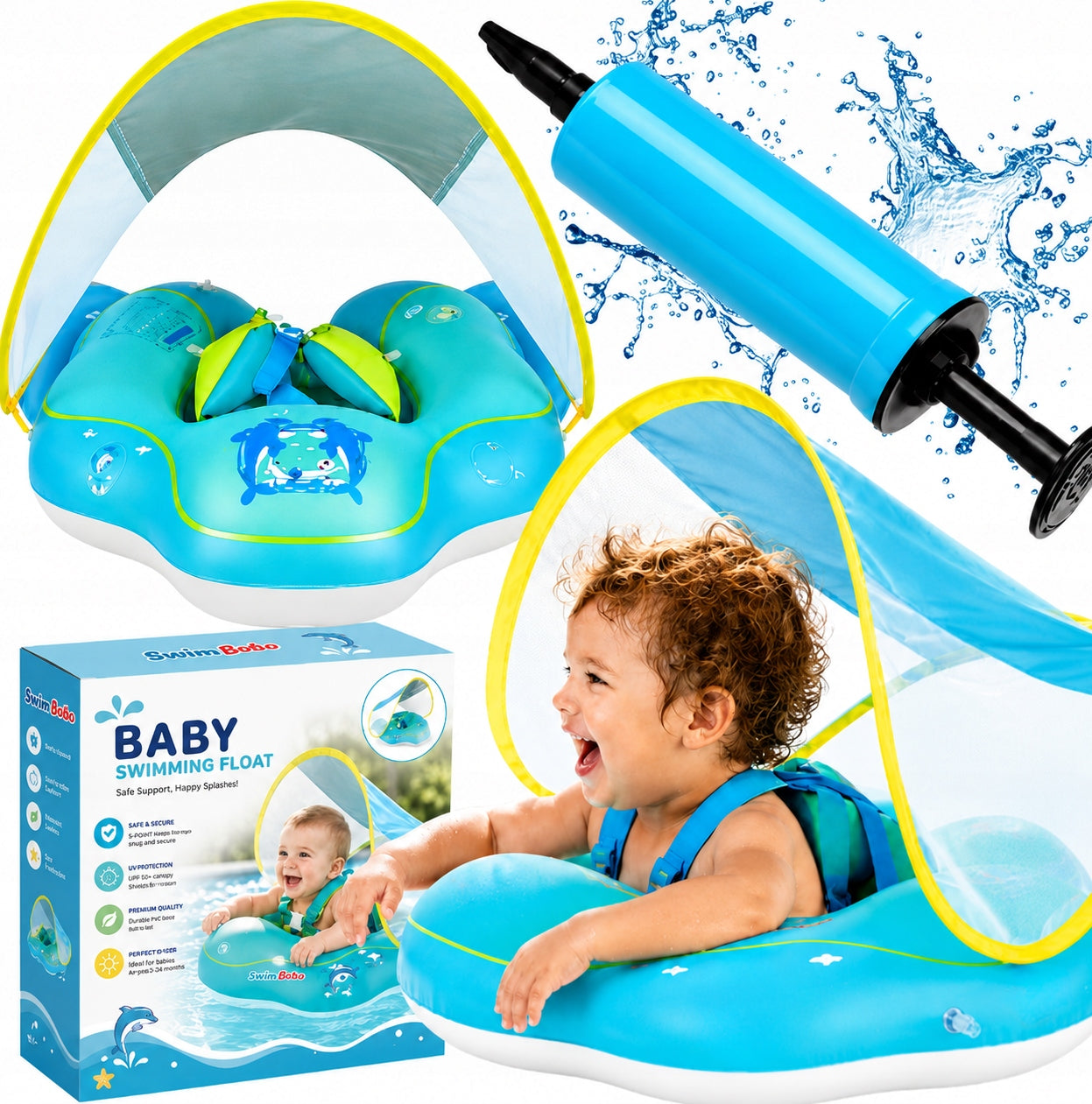 SWIMMING WHEEL INFLATABLE PONTOON WITH BASEBALL FOR LEARNING FOR KIDS SWIMMING POOL