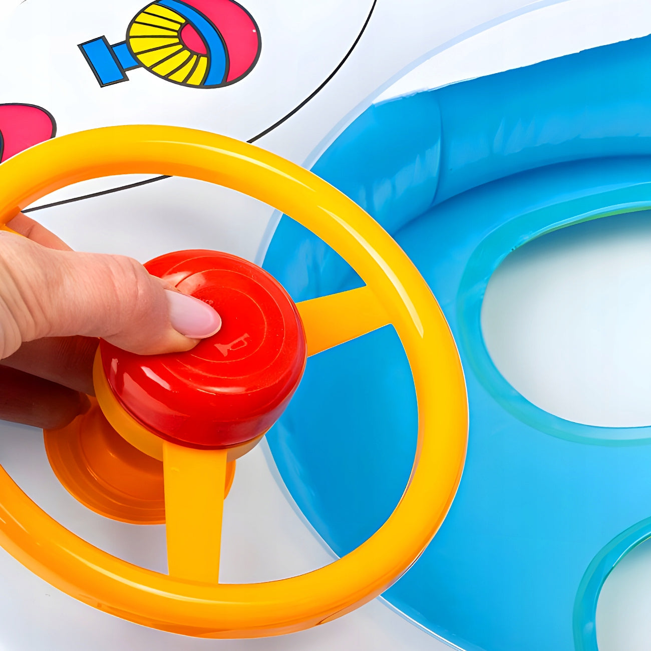 SWIMMING WHEEL MOTORBOAT WITH STEERING WHEEL PONTOON FOR CHILDREN SEAT 66 CM Packaging status original