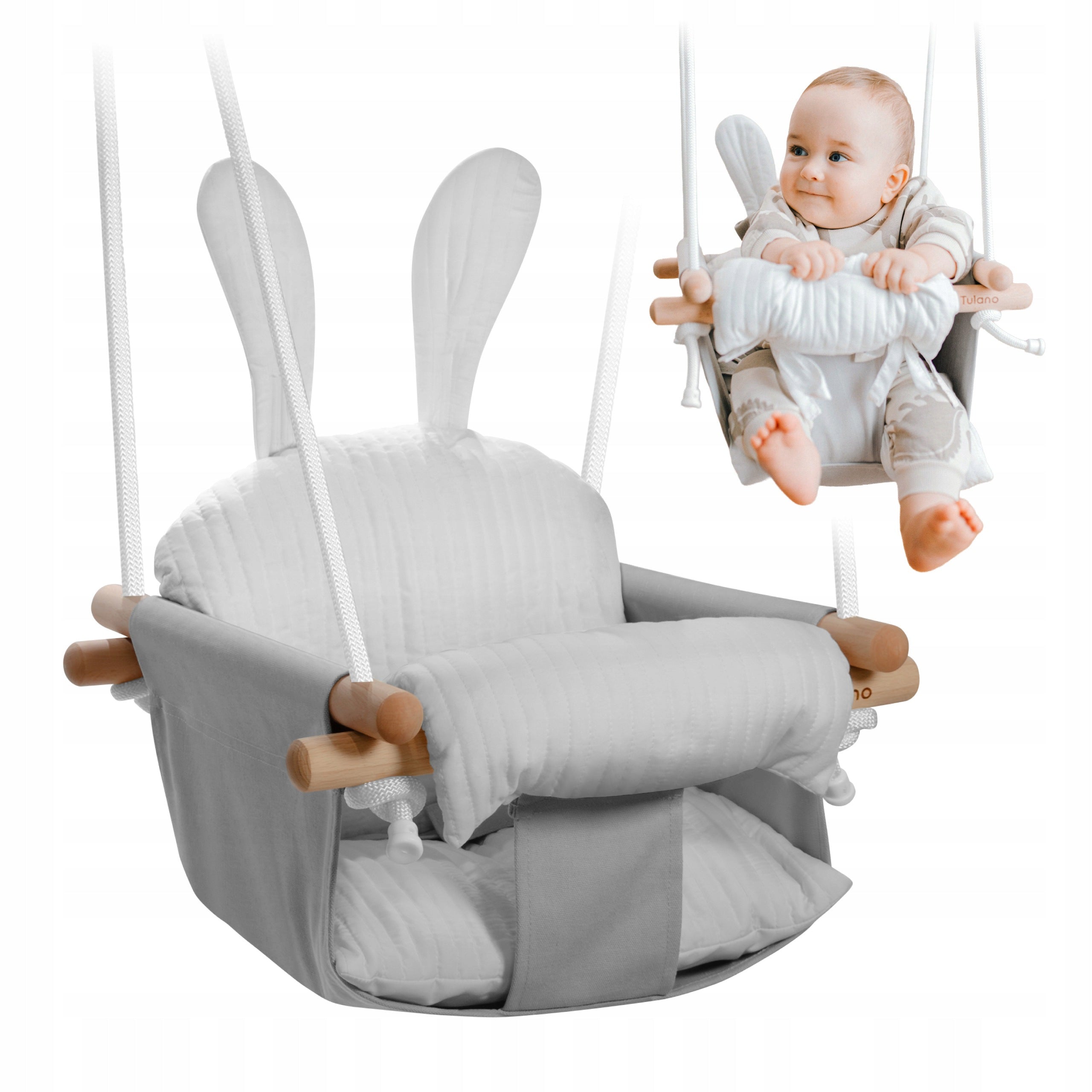 SWING FOR CHILDREN Tulano garden WOODEN FOR BABIES BUCKET grey
