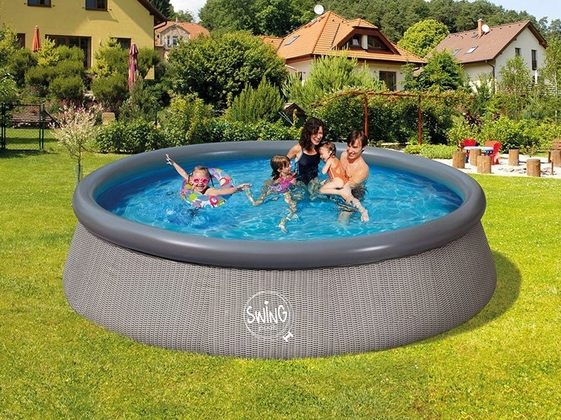 SWING Ratan – inflatable garden pool 366×91 cm | rattan pattern Height 91 cm