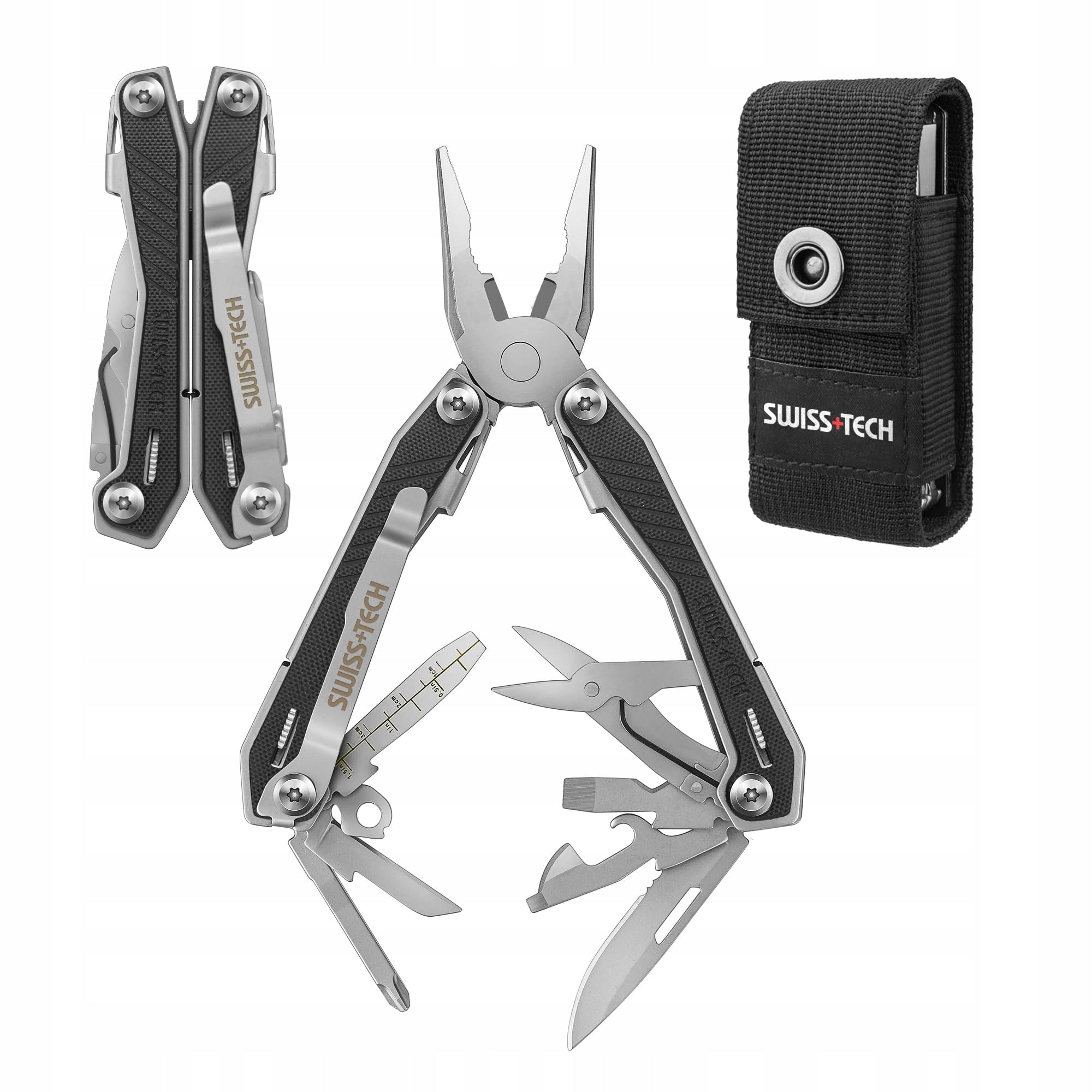 SWISSTECH Multitool 16in1 Stainless Steel With G10 For Hiking And Repair