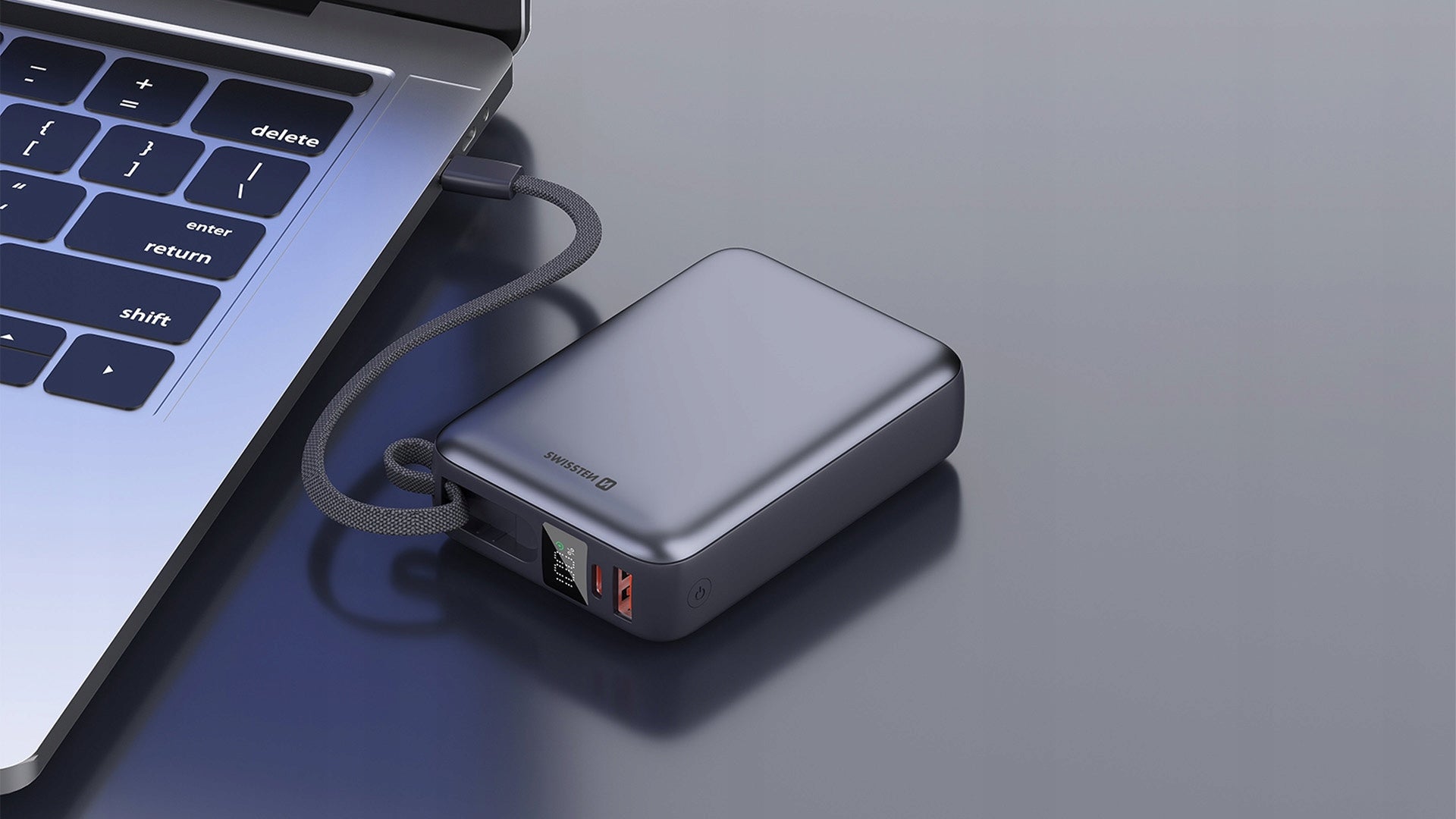 SWISSTEN Compact Powerbank 20000 mAh 45W USB-C Cable LCD Display Battery capacity 20000 mAh