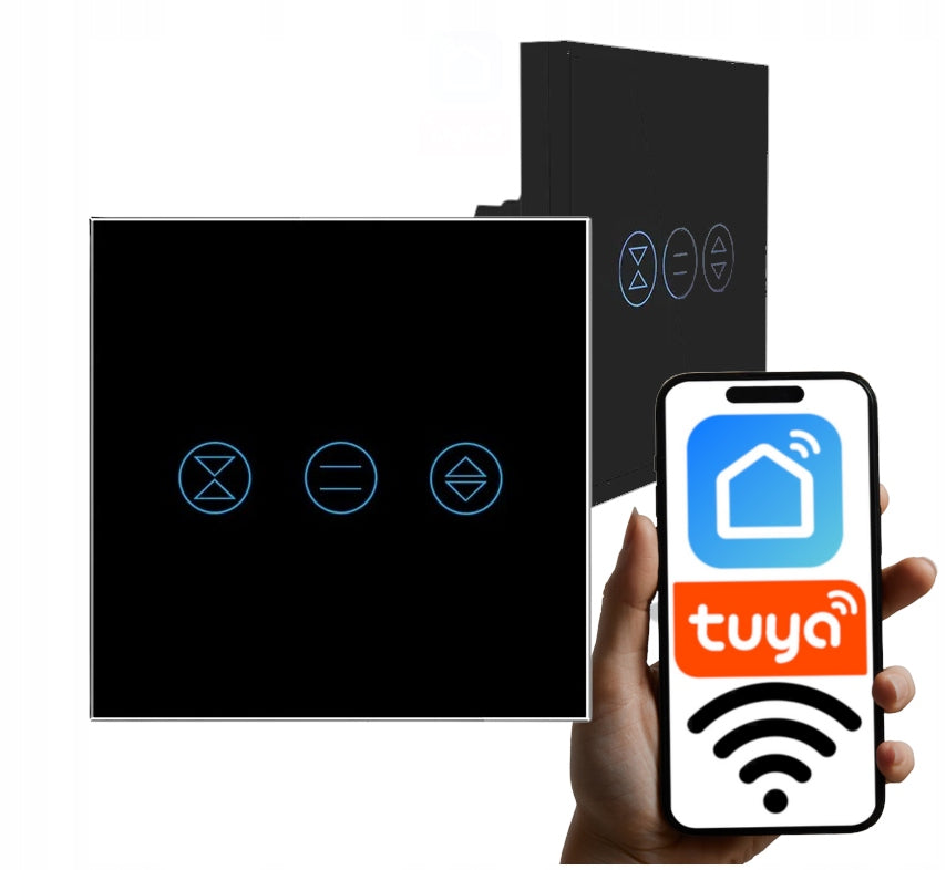 SWITCH WiFi TOUCH DRIVER GLASS FOR ROLLER SHUTTERS TUYA BLACK