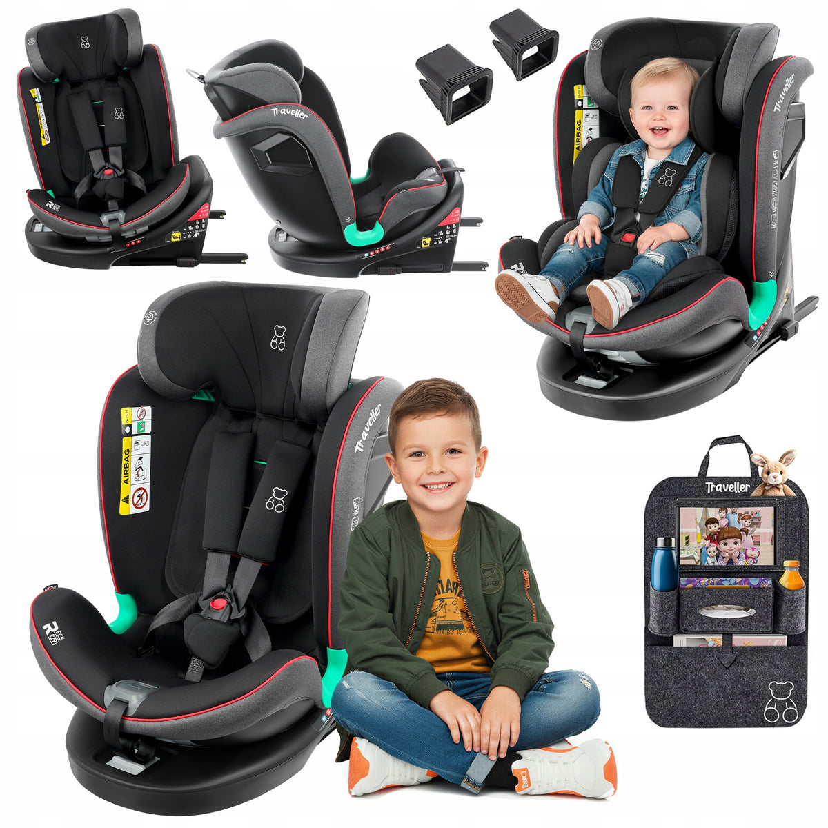 SWIVEL CAR SEAT 360° 40-150 CM i-Size R129 ISOFIX + ORGANIZER