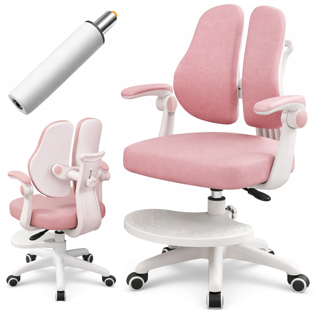 SWIVEL CHAIR CHILDREN'S STUDY DESK CHAIR WITH FOOTREST PINK