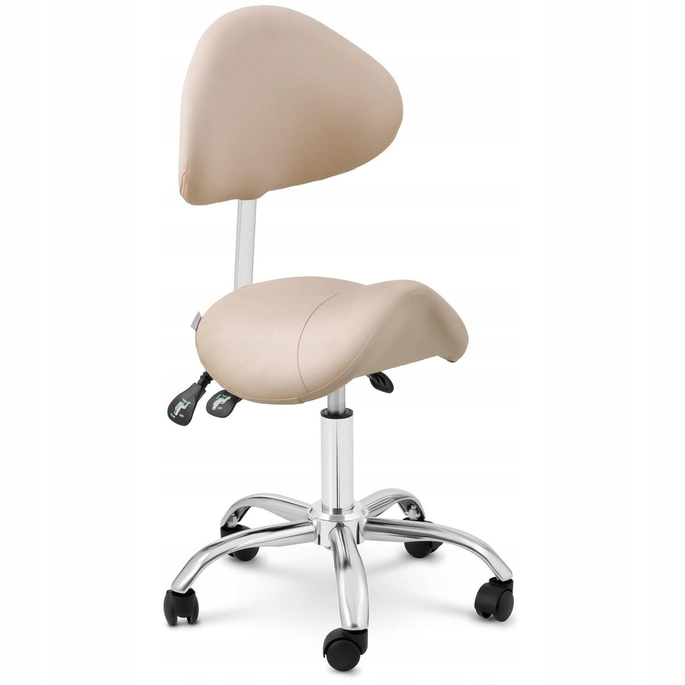 SWIVEL SADDLE CHAIR ADJUSTABLE WITH BACKREST