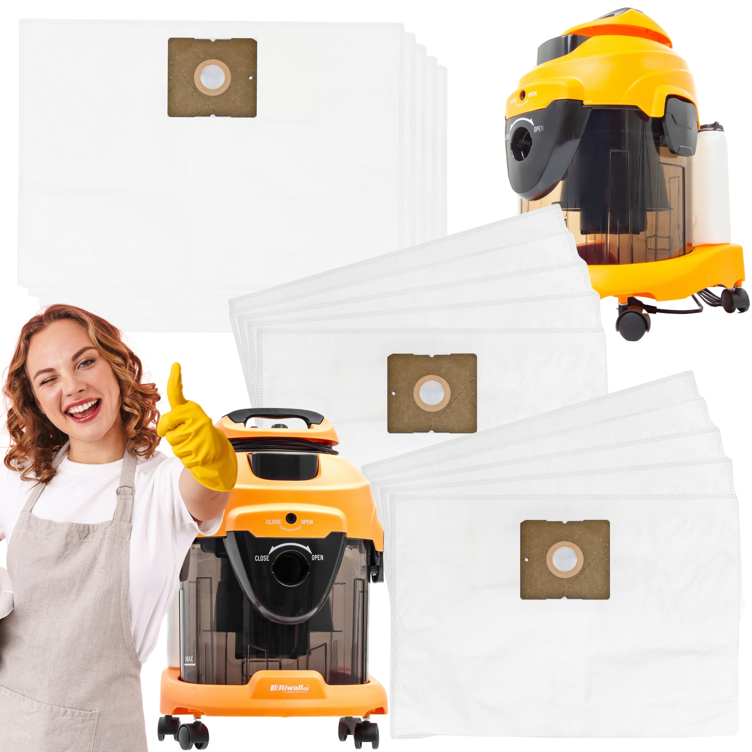 SYNTHETIC BAGS 20L FOR WASHING VACUUM CLEANER RIWALL PRO HARTMANN 10 PCS