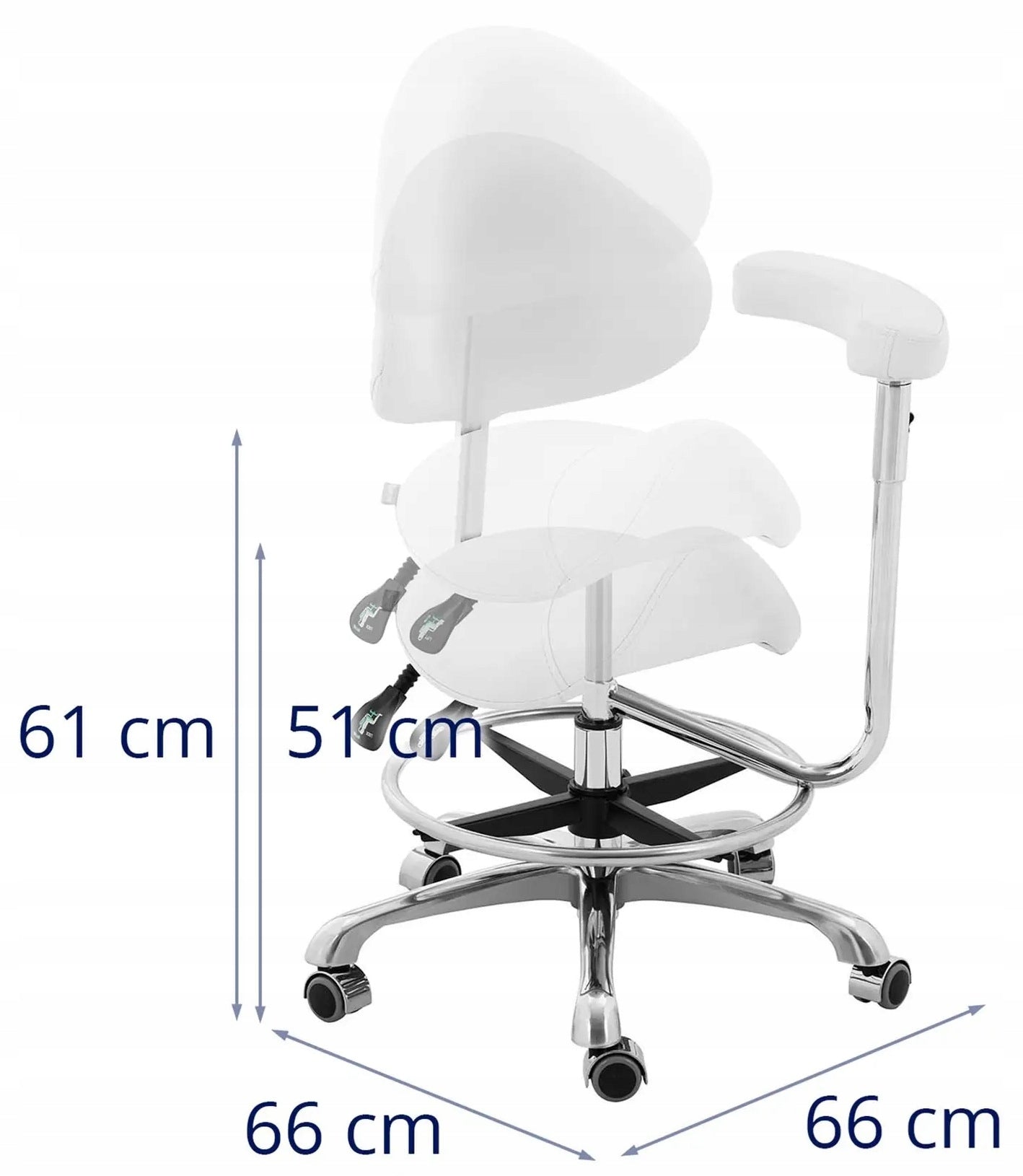Saddle chair with armrest 51-61cm 150kg PHYSA WUPPERTAL WHITE Manufacturer code 10040493