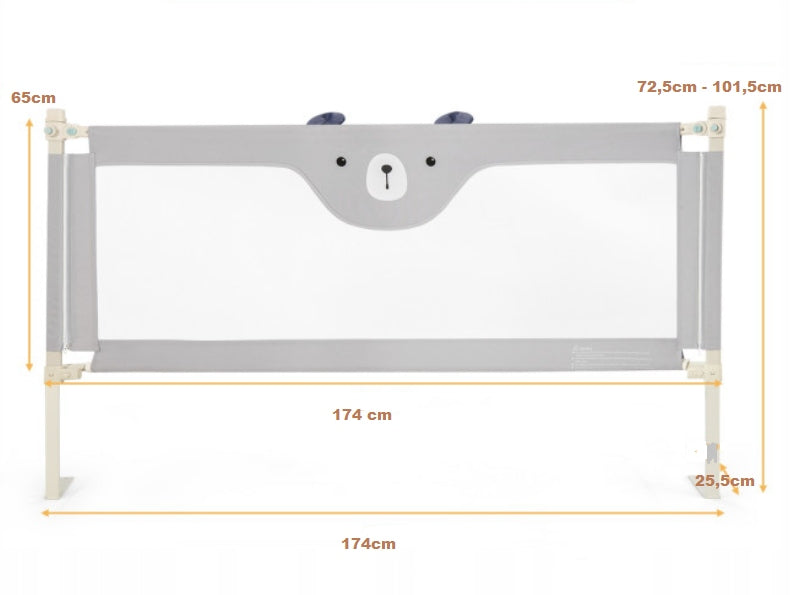 Safety barrier folding for bed 175x101 cm Costway Color gray
