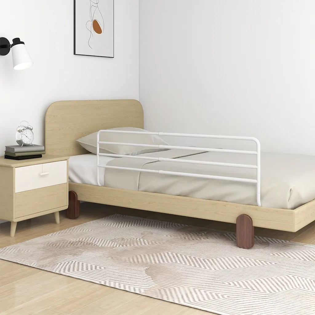 Safety barrier for bed, white, (76-137)x55, iron Brand VidaXL