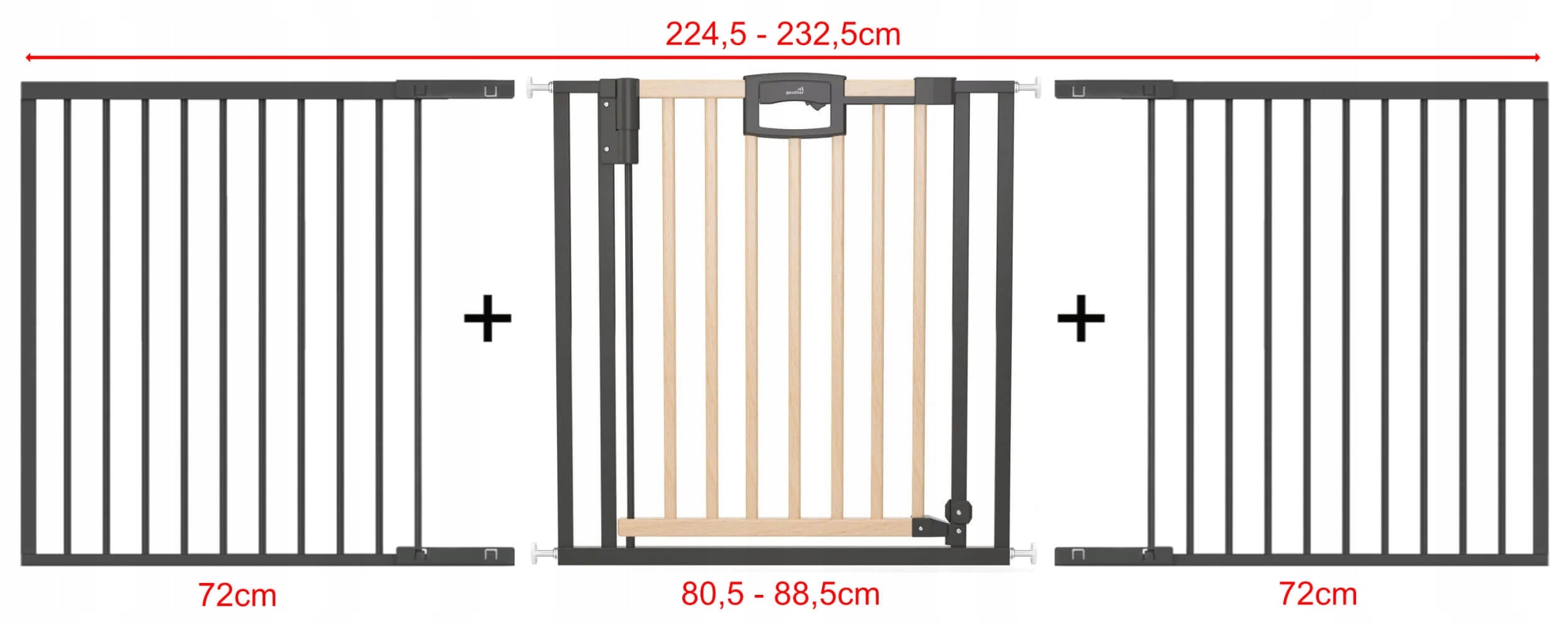 Safety expansion railing gate 224,5-232,5 cm door staircase LOFT Brand Geuther