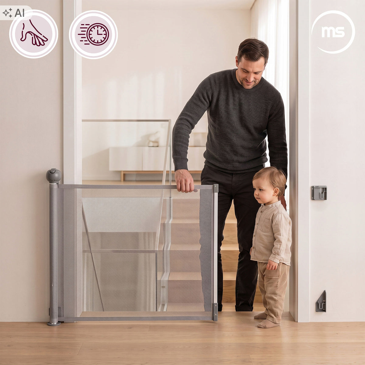 Safety gate Moby-System STAIRSAFE roll-up barrier for stairs Manufacturer code STAIRSAFE GATE