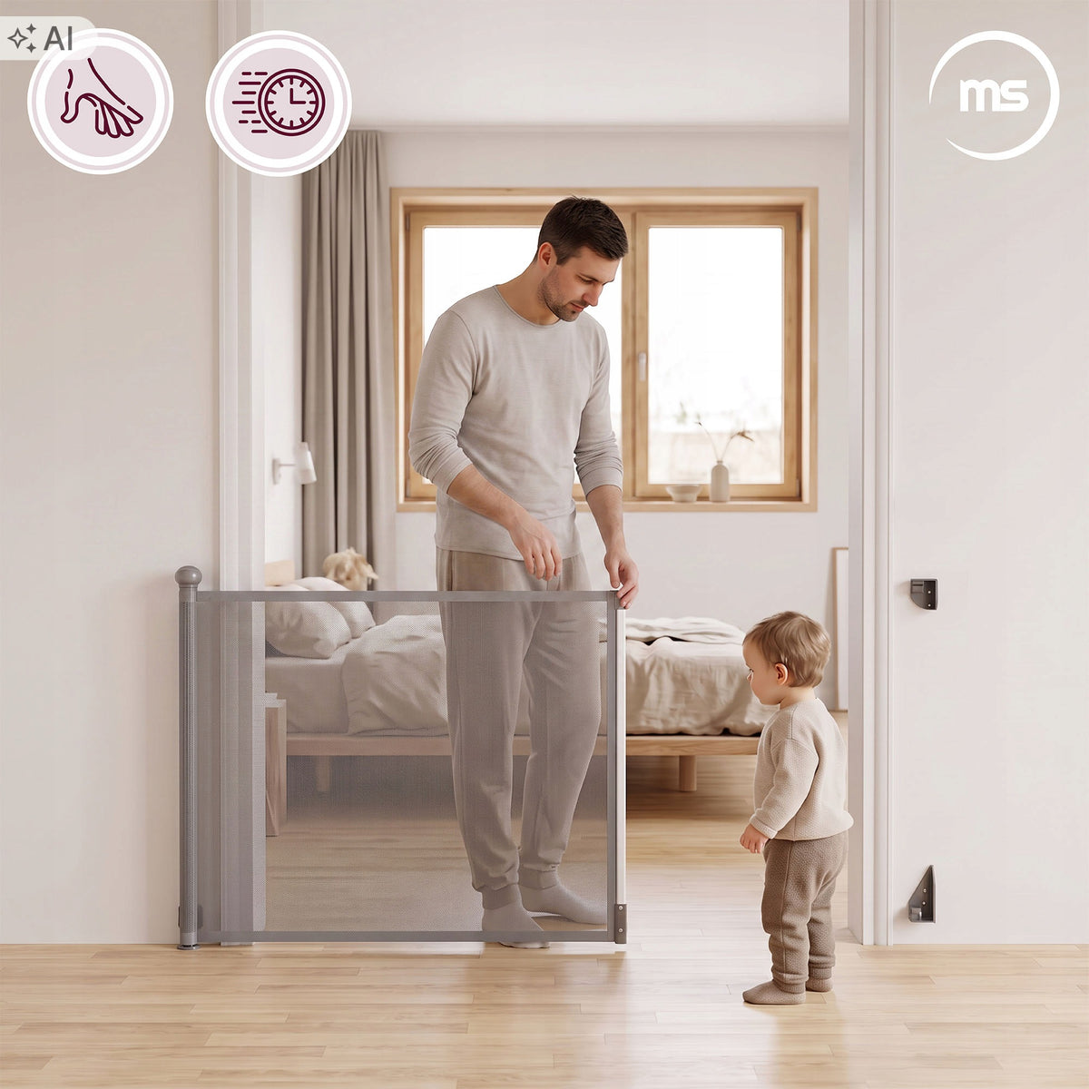 Safety gate for children and animals Moby-System rolled 140 cm Manufacturer code SAFEGUARD GATE
