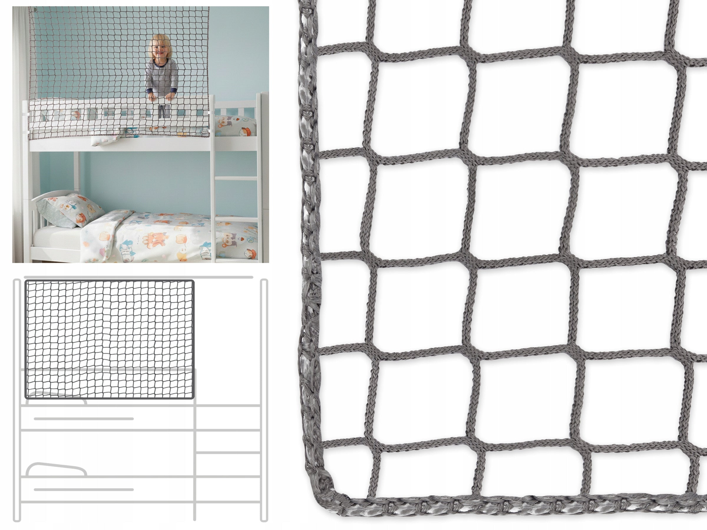 Safety net GAMNET reinforced with braid for cot window 80x280cm