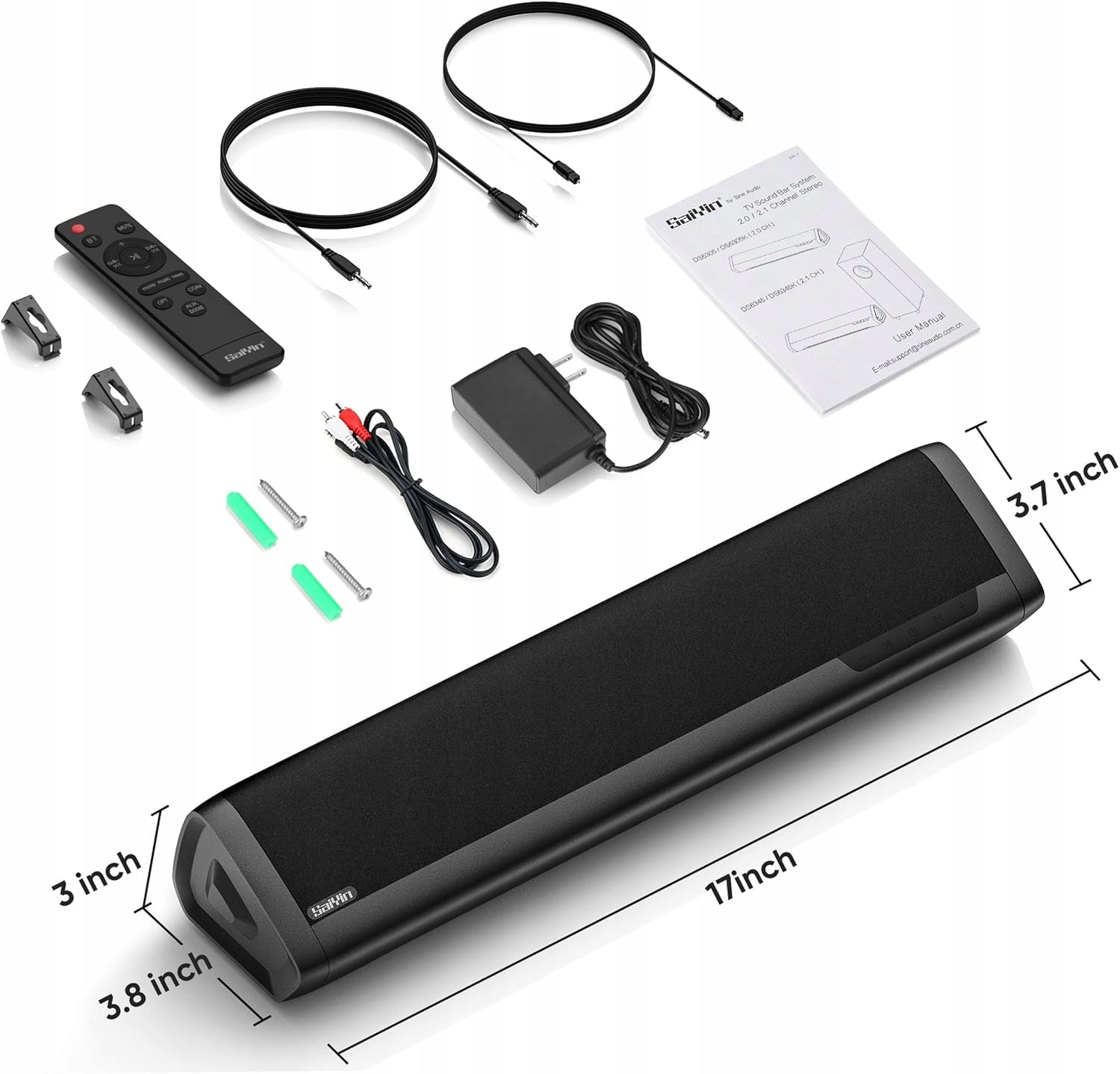 Saiyin DS6305 Soundbar Bluetooth TV Speaker, AUX 2x20W Manufacturer code ds6305