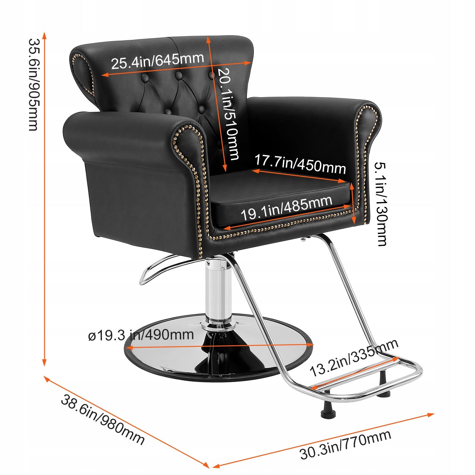Salon Barber Chair 360° Swivel 330 lbs Hydraulic Pump Footrest Black Brand no brand