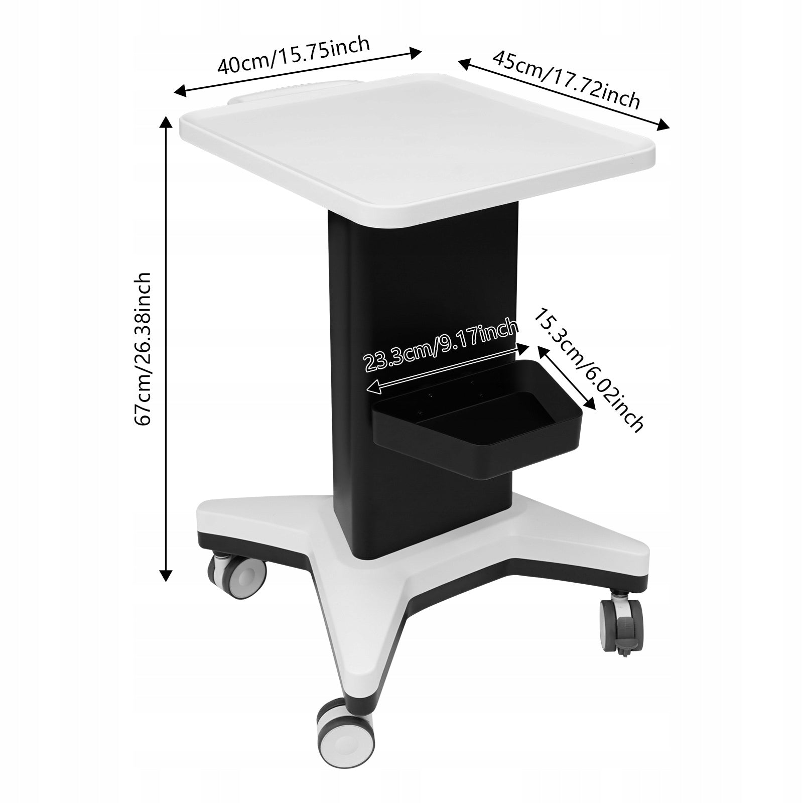 Salon Trolley, Black Practical Cart, Beauty Cart with Side Box, 45*40*67CM EAN (GTIN) 756383480679