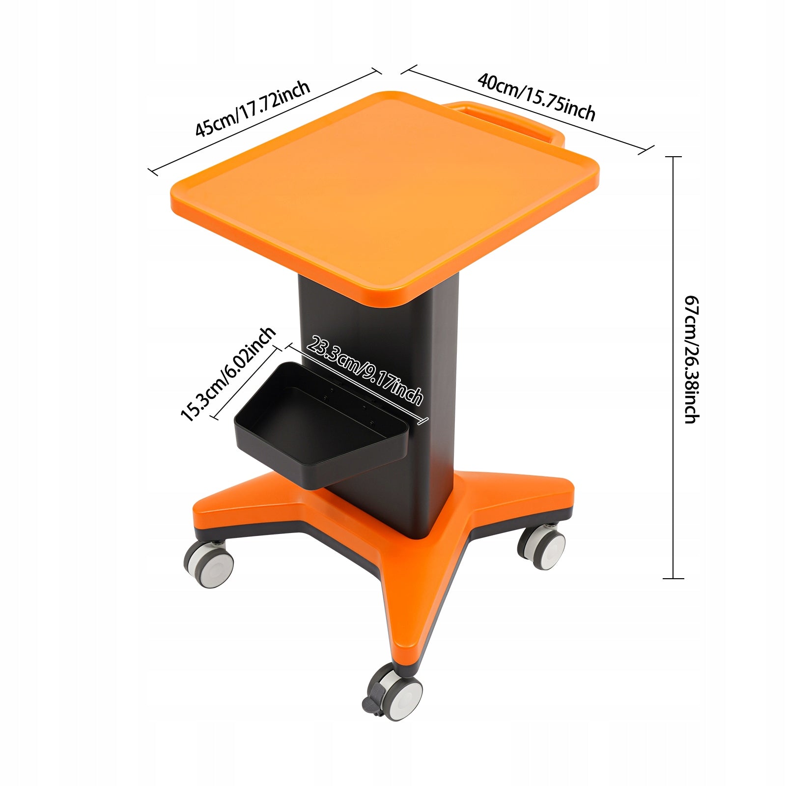 Salon Trolley, Orange Practical Cart, Beauty Cart with Side Box, 45*40*67CM EAN (GTIN) 747495456508