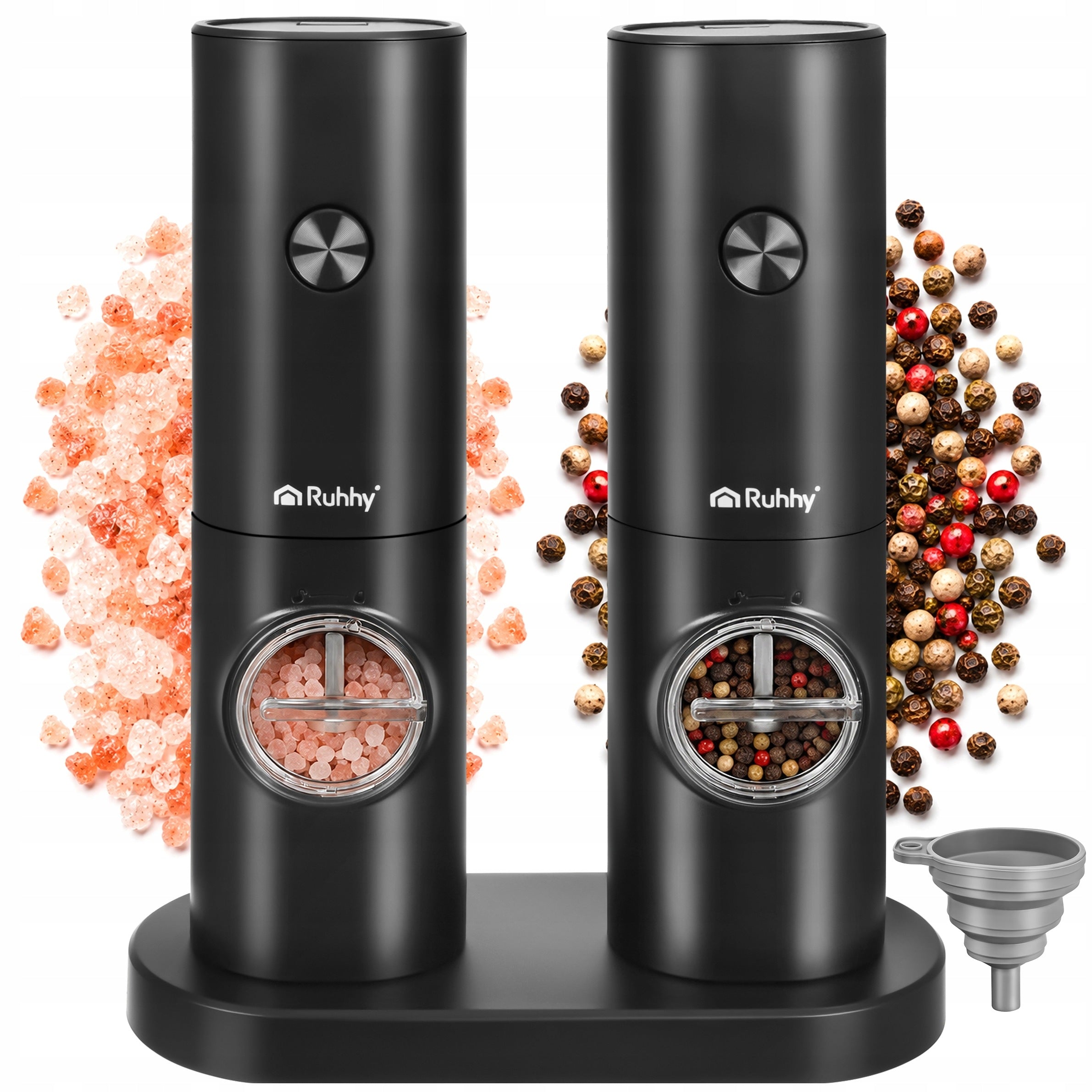 Salt Pepper Grinder Grinding Spices Electric Ceramic LED 2 Pcs