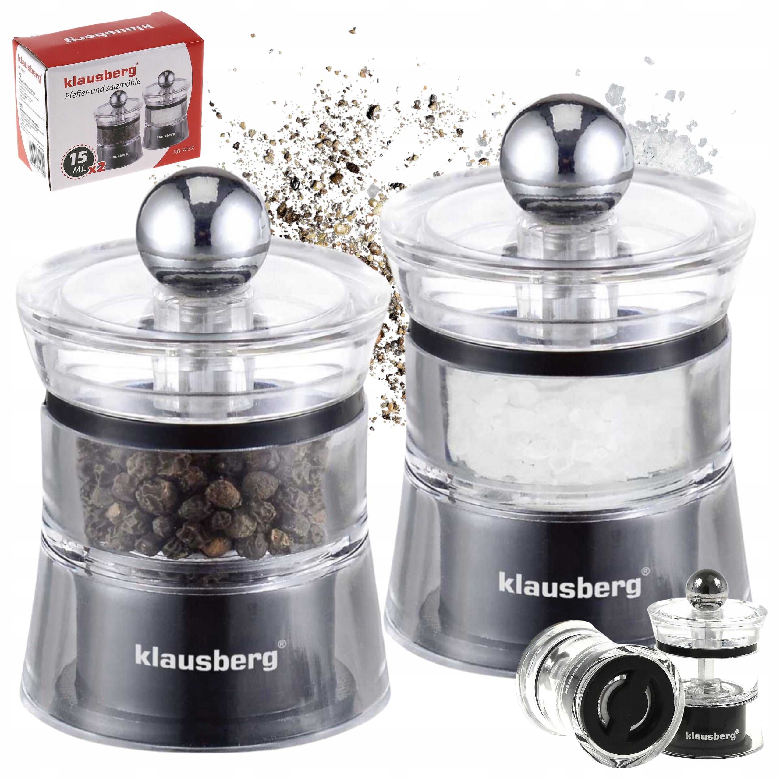 Salt Pepper Spice Grinder Manual Grinder Transparent Grinder Set