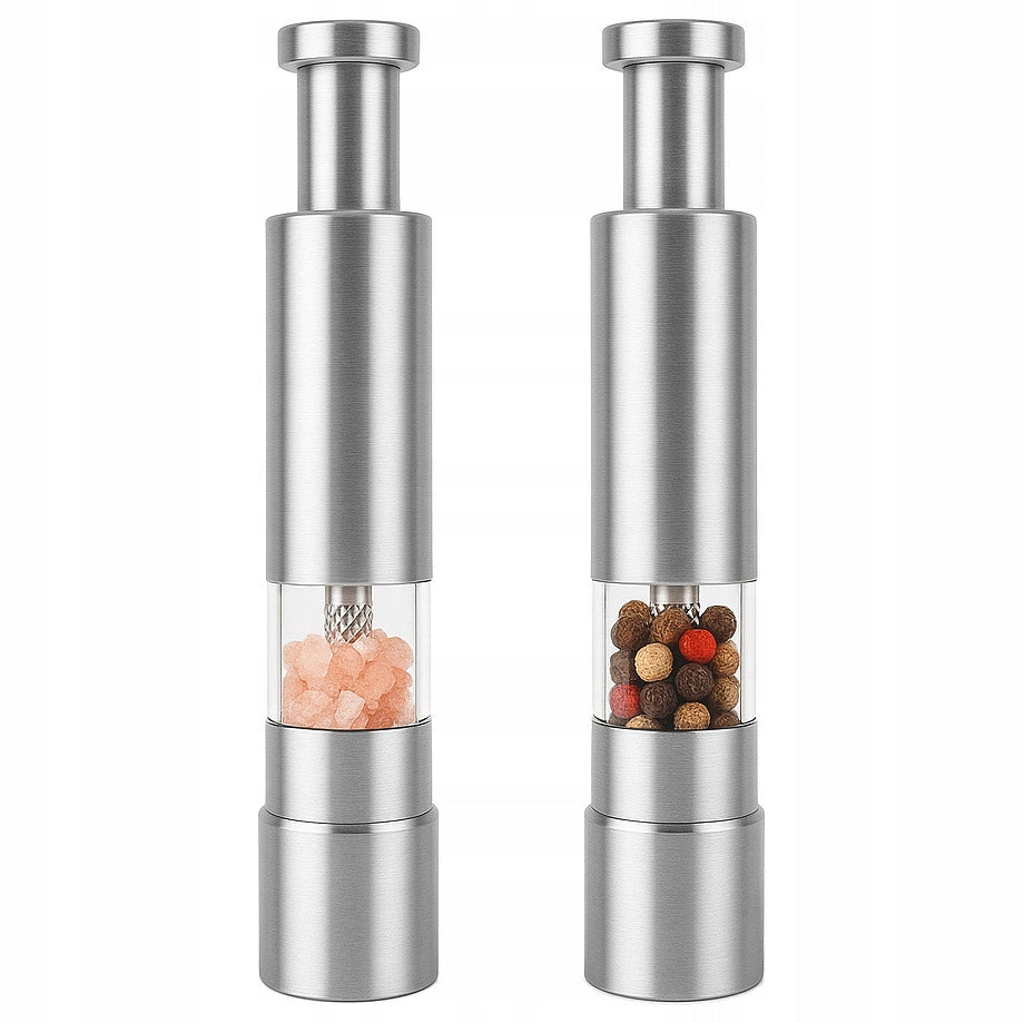 Salt and Pepper Grinder Spices Manual Set Inox Steel 2 Pieces Packaging status original