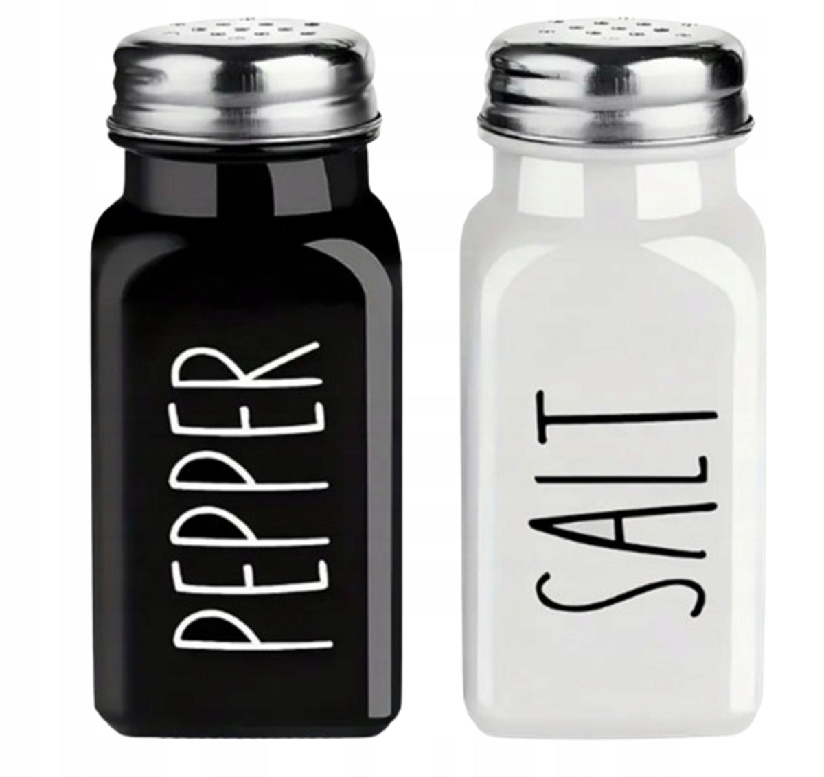 Salt and Pepper shaker Set Black and White Glass Spice Set
