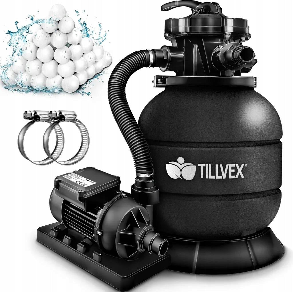 Sand filter system for swimming pool 7.900L/h with filter balls 400g