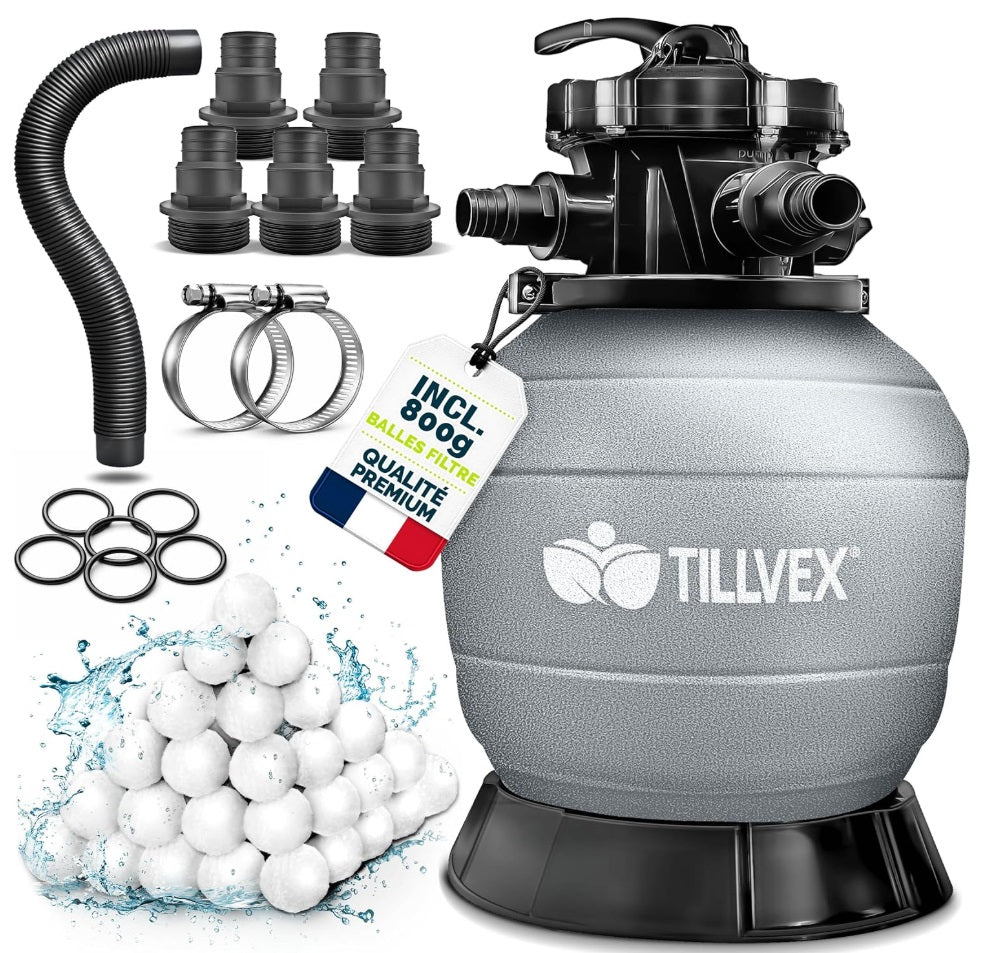 Sand filter tillvex for swimming pools without pump + filter balls up to 35 m³