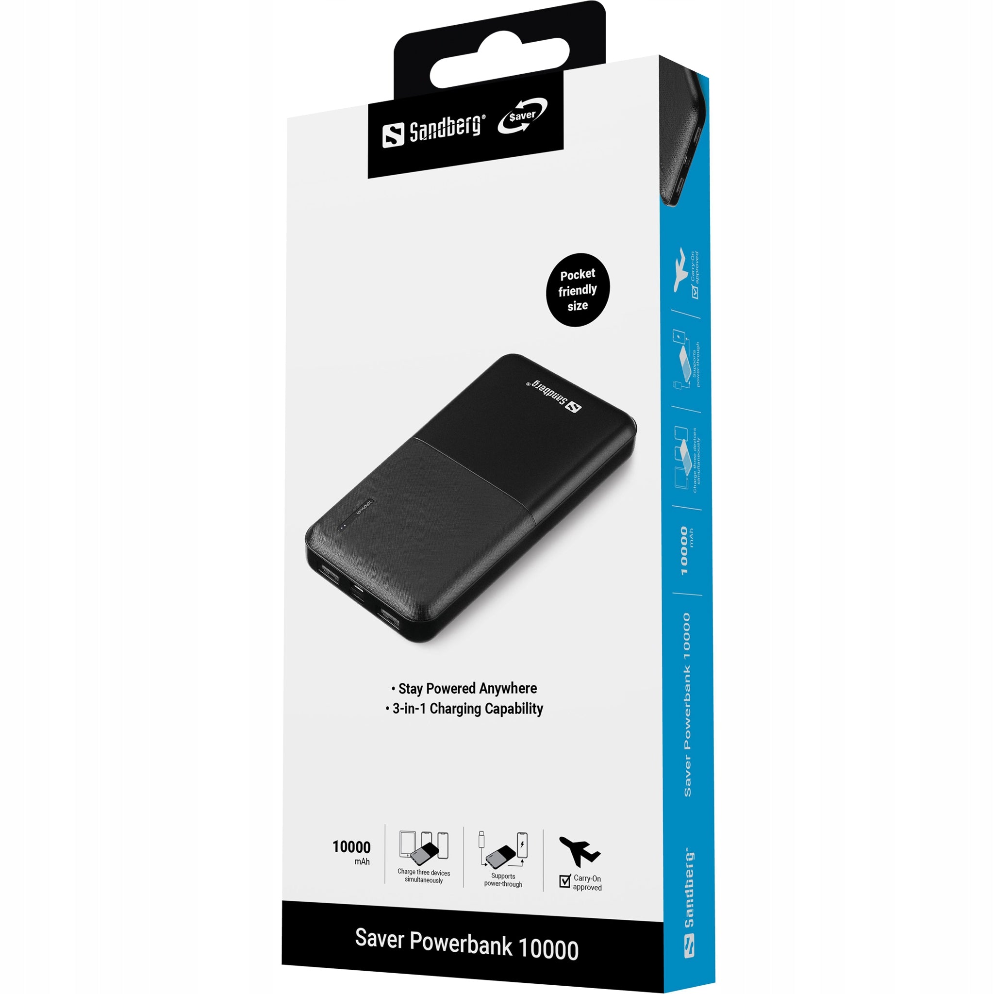 Sandberg Saver Powerbank 10,000 mAh PD 20W Battery capacity 10000 mAh