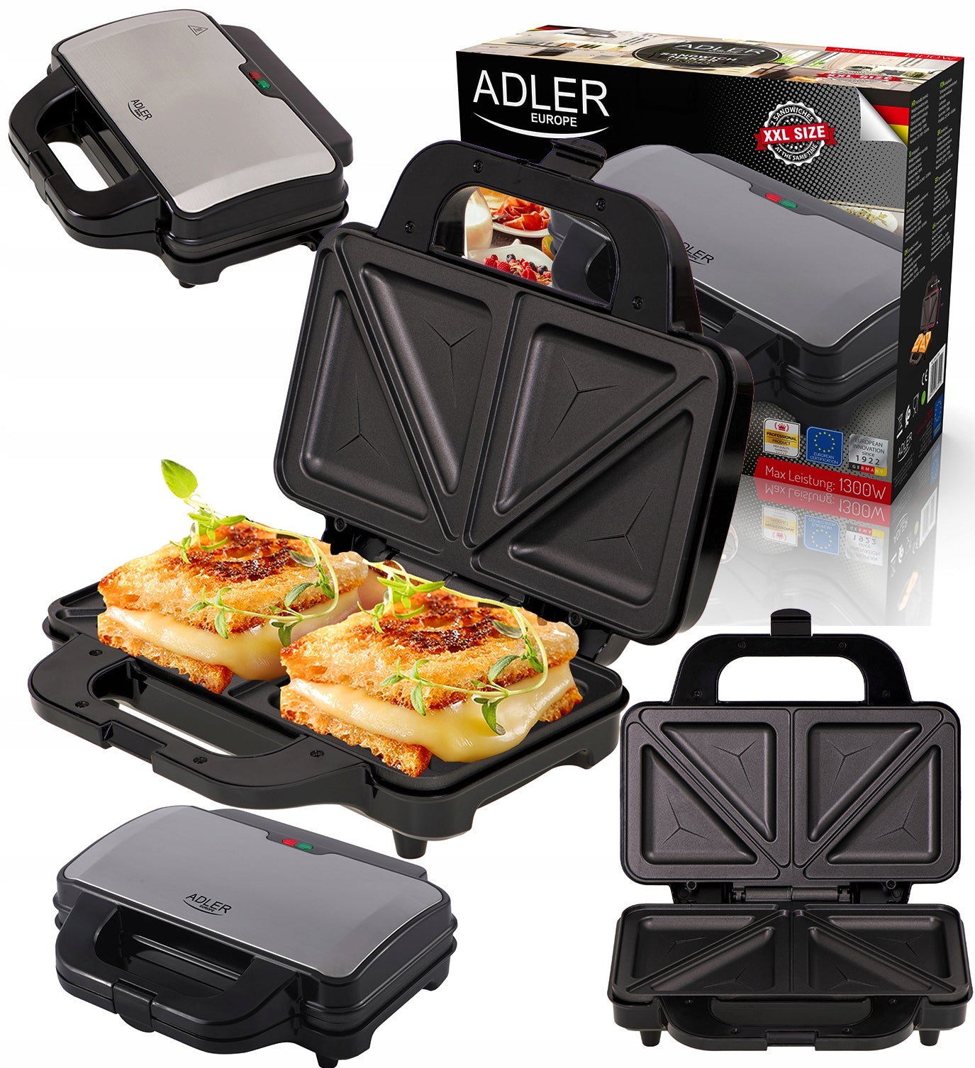 Sandwich Electric 4 Sandwiches XXL 1300W Adler AD 3043