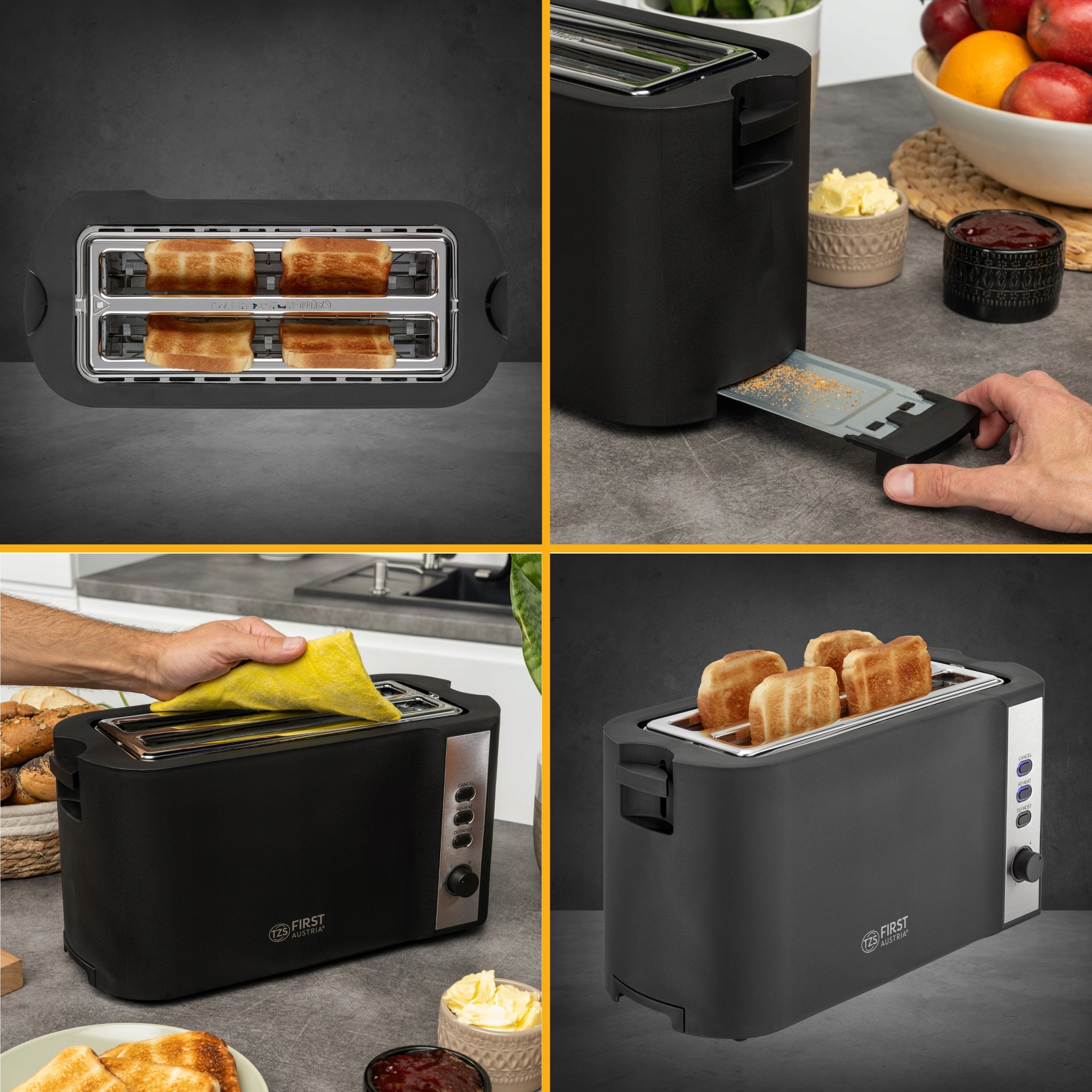 Sandwich Toaster TZS First Austria Large XL For 4 Toast 1500W Manufacturer code FA-5366-1