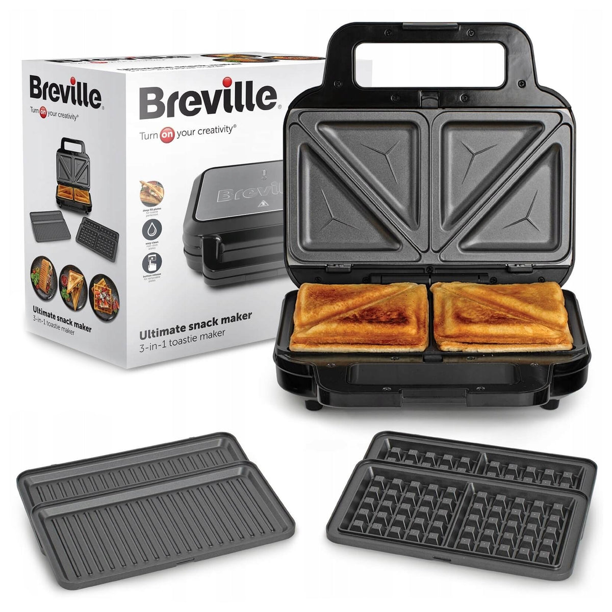Sandwich maker Panini Toast Grill Breville cartridges 3in1 900W