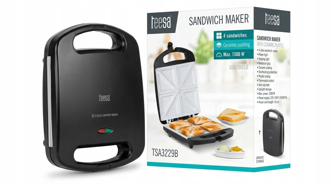 Sandwich maker for 4 sandwiches Teesa TSA3229B black