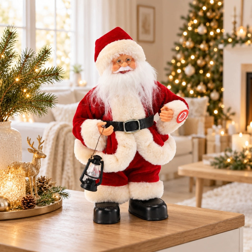 Santa Claus Dancing With Lantern 30 Cm Playing Melodie Moving Christmas Brand Bauster