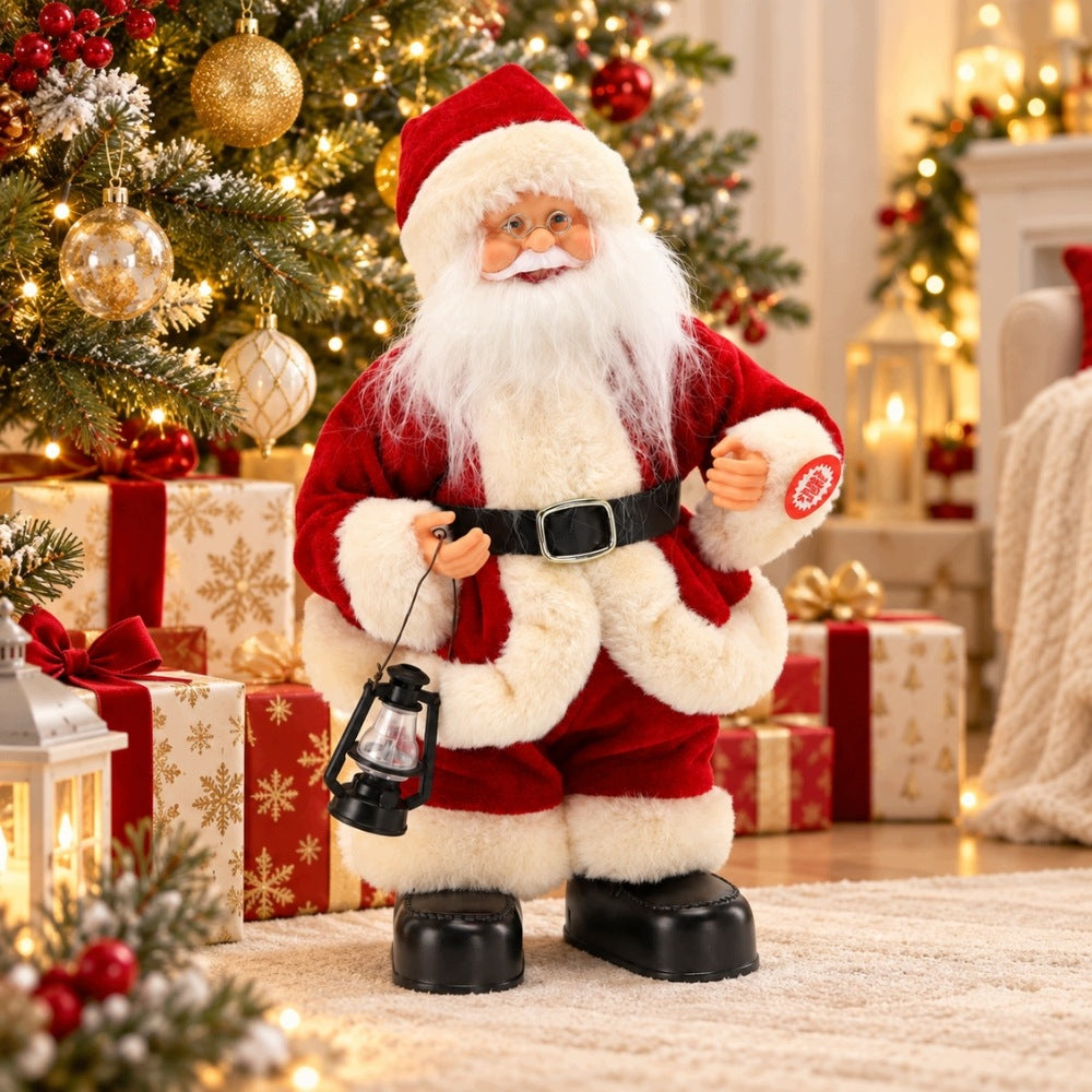 Santa Claus Dancing With Lantern 30 Cm Playing Melodie Moving Christmas Product height 30 cm