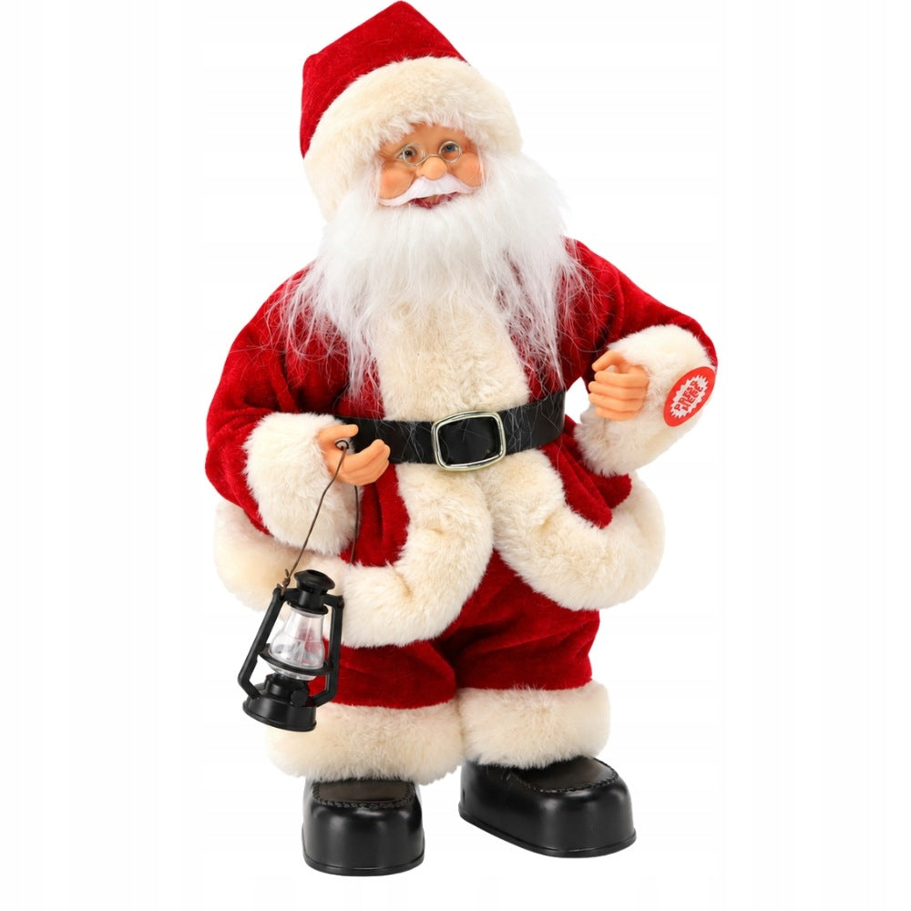Santa Claus Dancing With Lantern 30 Cm Playing Melodie Moving Christmas