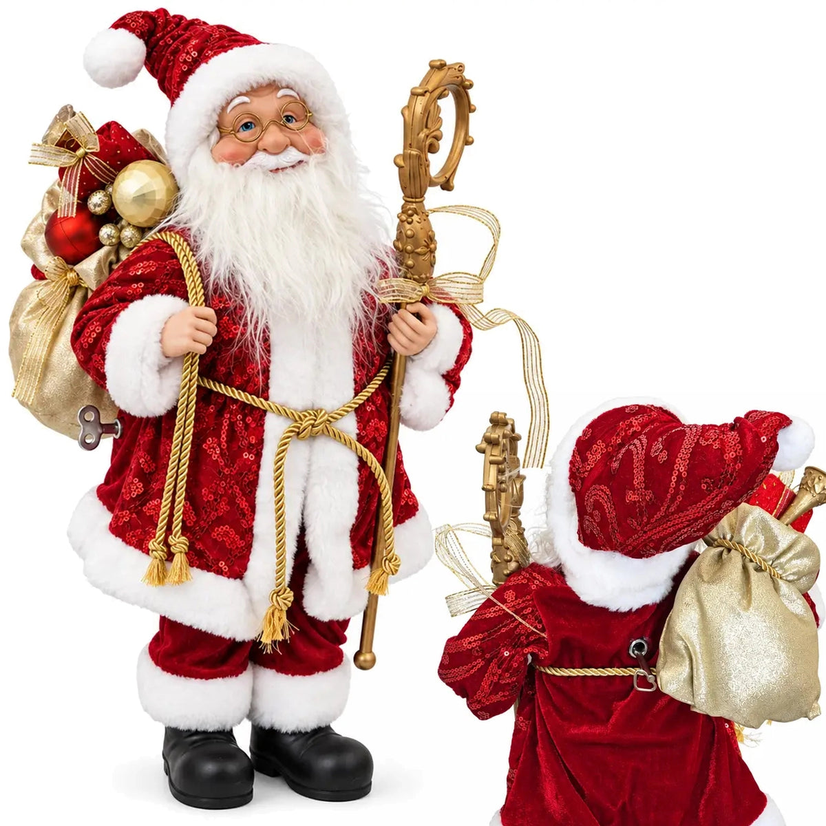 Santa Claus figurine wind-up with melody 50 cm moves head decoration